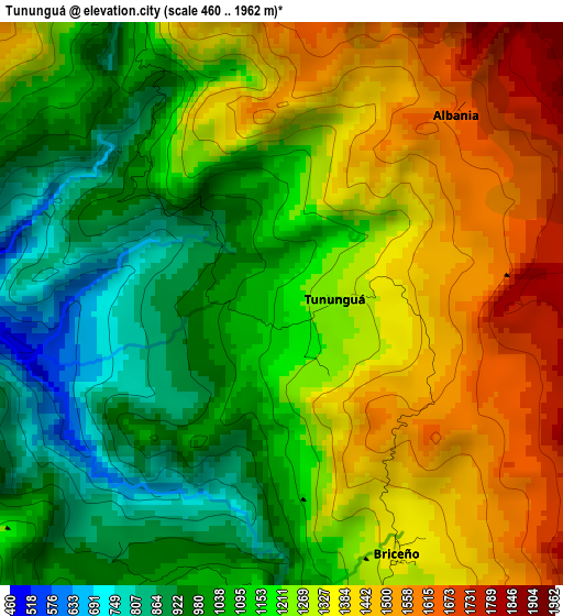 Tununguá elevation map