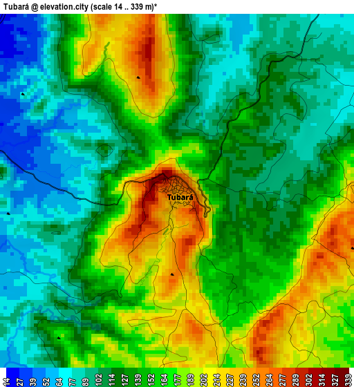 Tubará elevation map