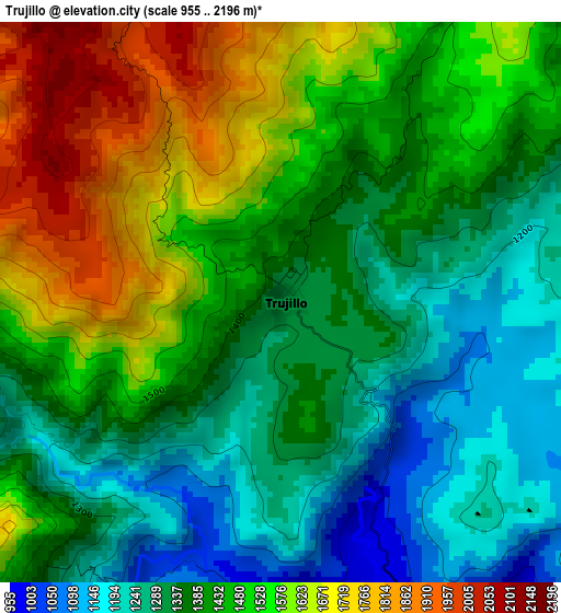 Trujillo elevation map