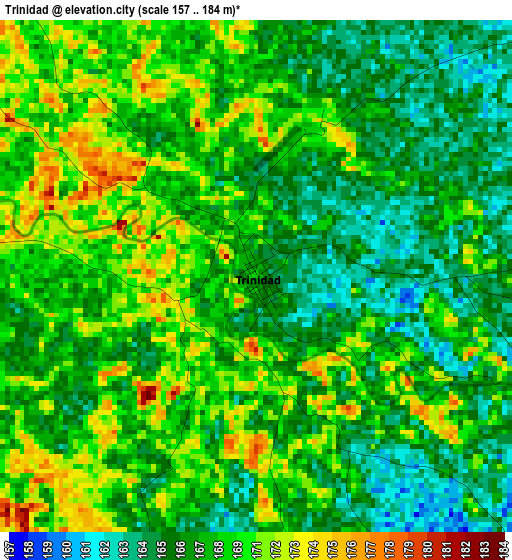 Trinidad elevation map