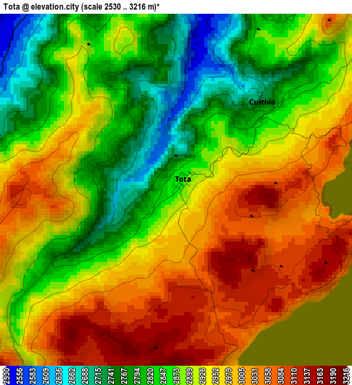 Tota elevation map