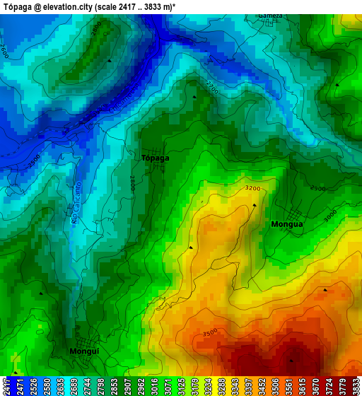 Tópaga elevation map