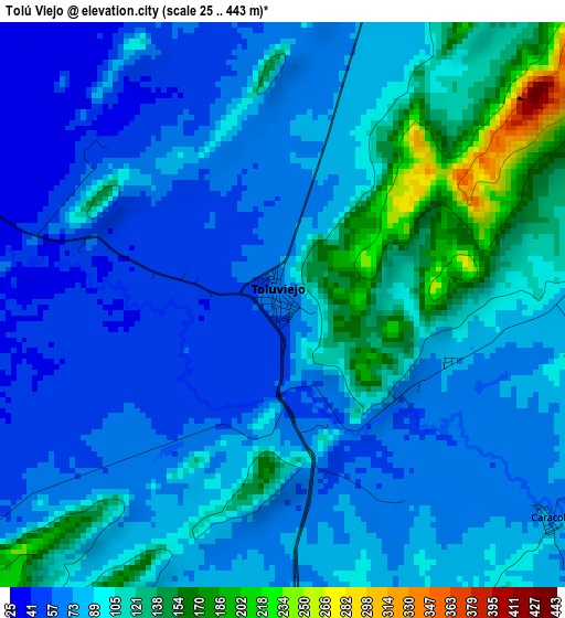 Tolú Viejo elevation map