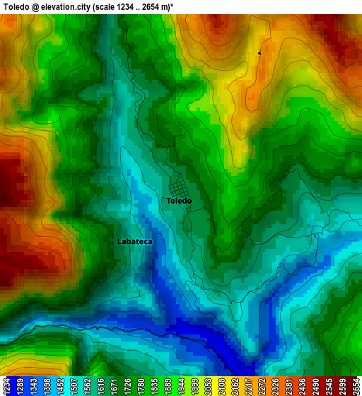 Toledo elevation map