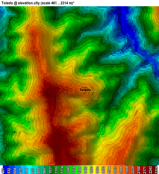 Toledo elevation map