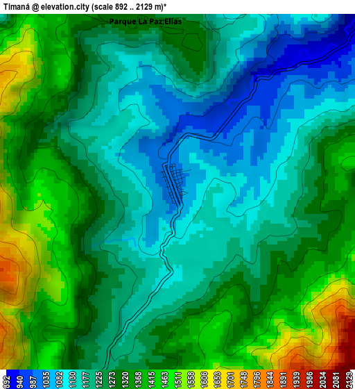 Timaná elevation map