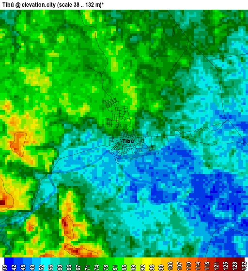 Tibú elevation map