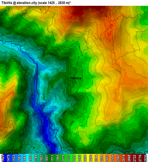 Tibirita elevation map