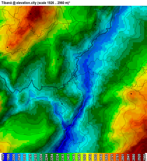 Tibaná elevation map