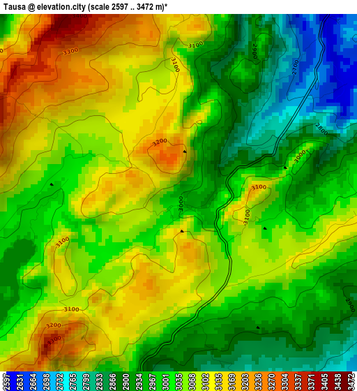 Tausa elevation map