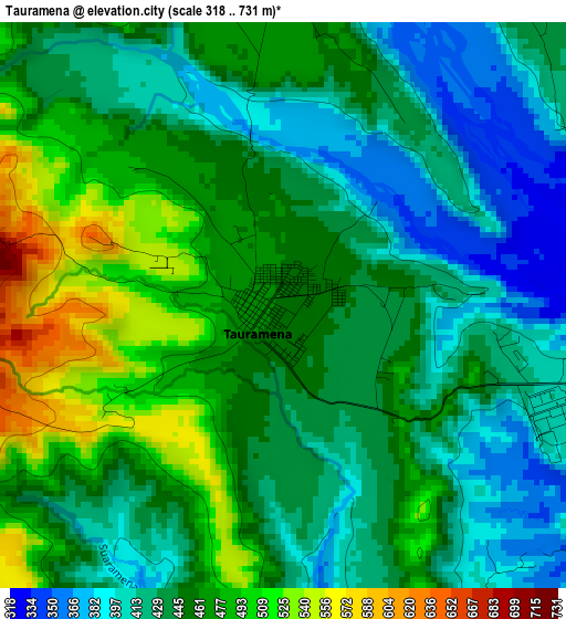 Tauramena elevation map