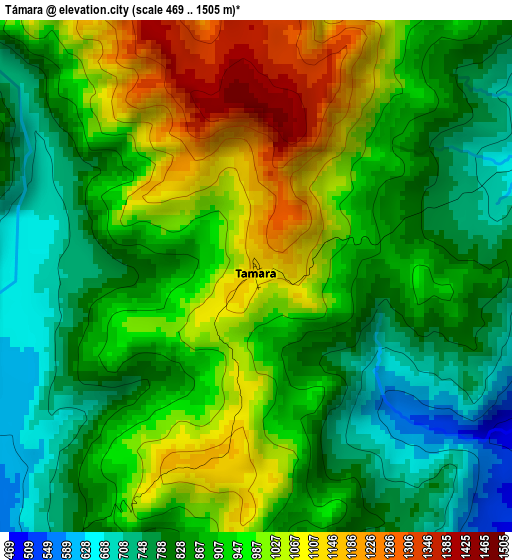 Támara elevation map