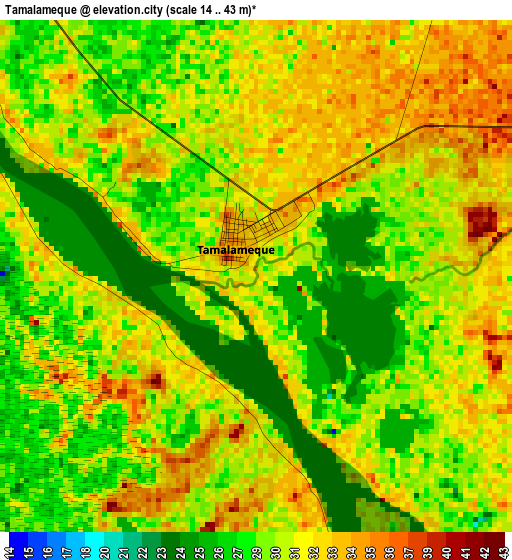 Tamalameque elevation map