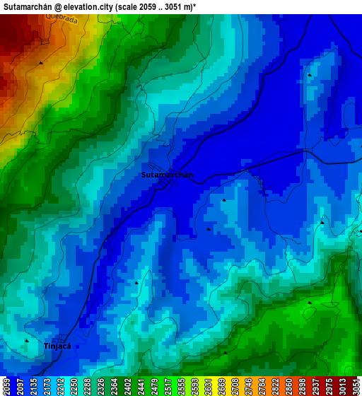 Sutamarchán elevation map