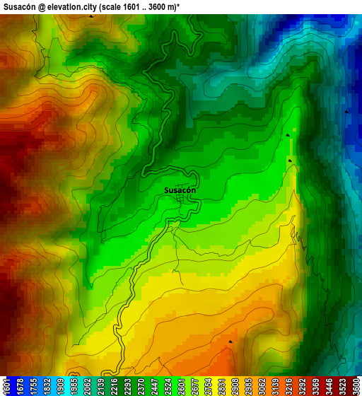 Susacón elevation map