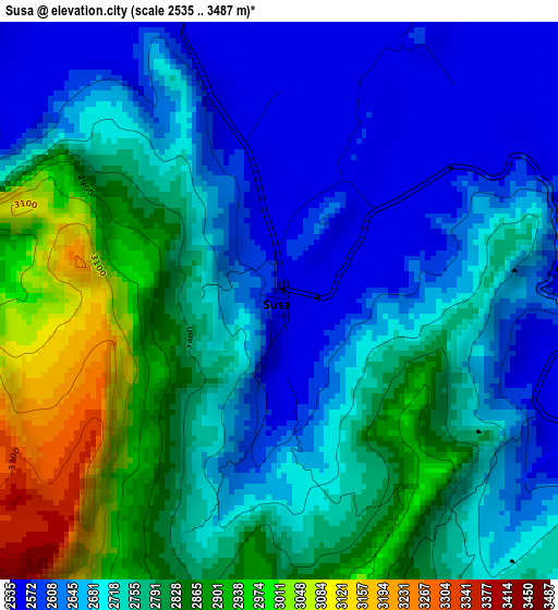 Susa elevation map