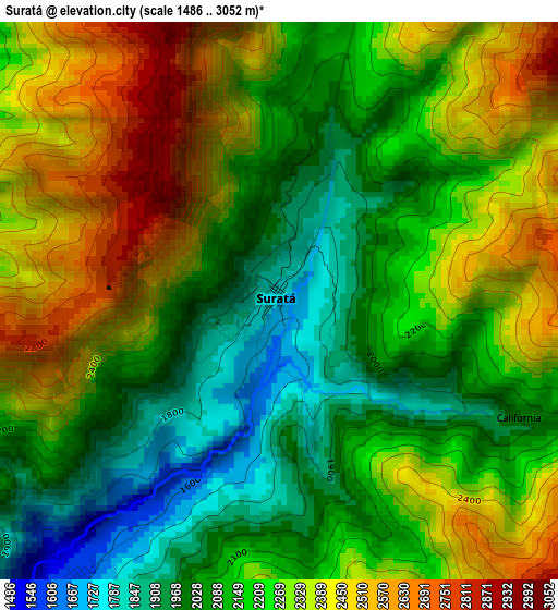 Suratá elevation map