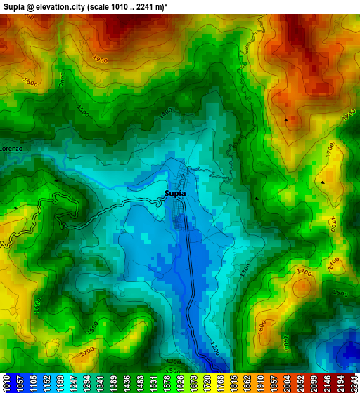 Supía elevation map