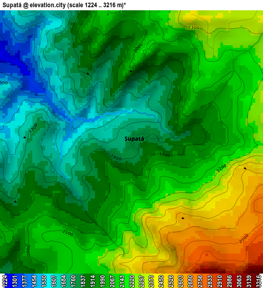 Supatá elevation map