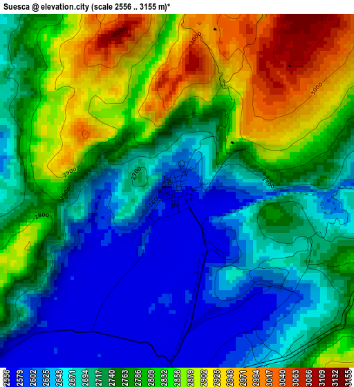 Suesca elevation map