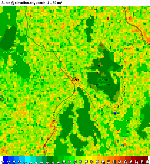 Sucre elevation map