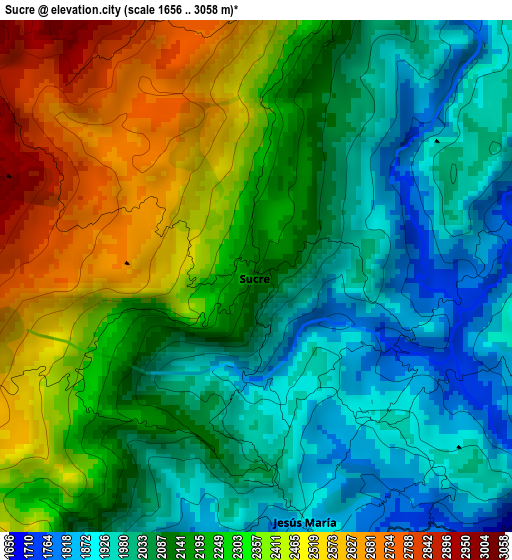 Sucre elevation map