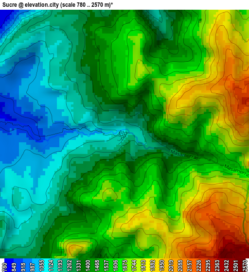 Sucre elevation map