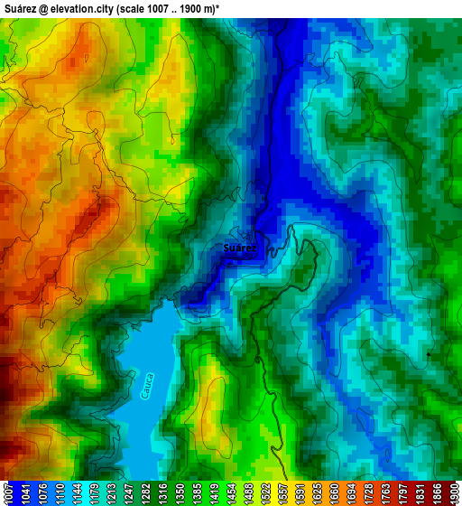 Suárez elevation map