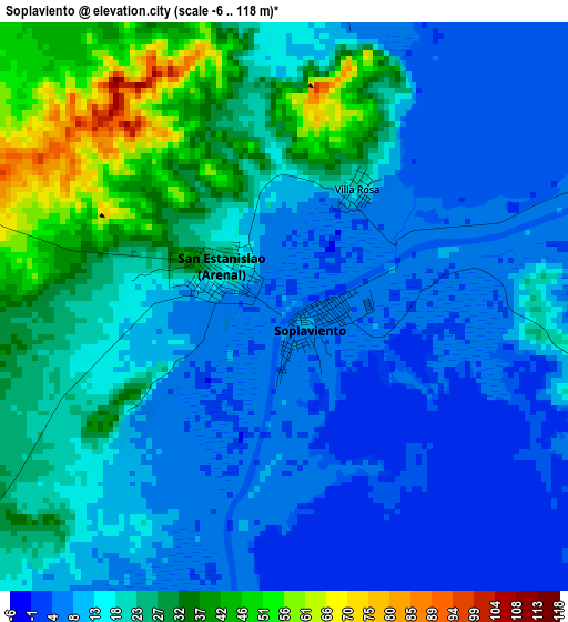 Soplaviento elevation map