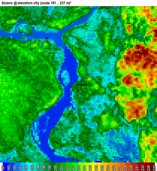 Solano elevation map