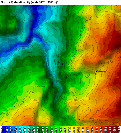 Socotá elevation map