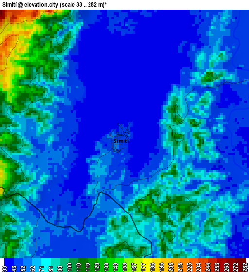 Simití elevation map