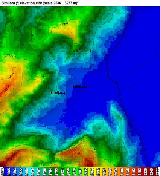 Simijaca elevation map