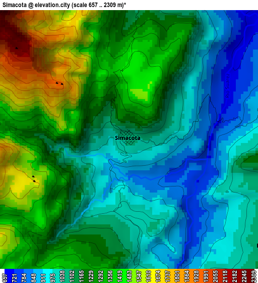 Simacota elevation map