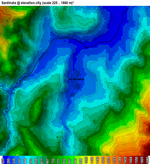 Sardinata elevation map