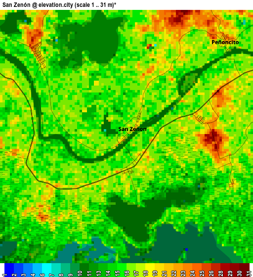 San Zenón elevation map