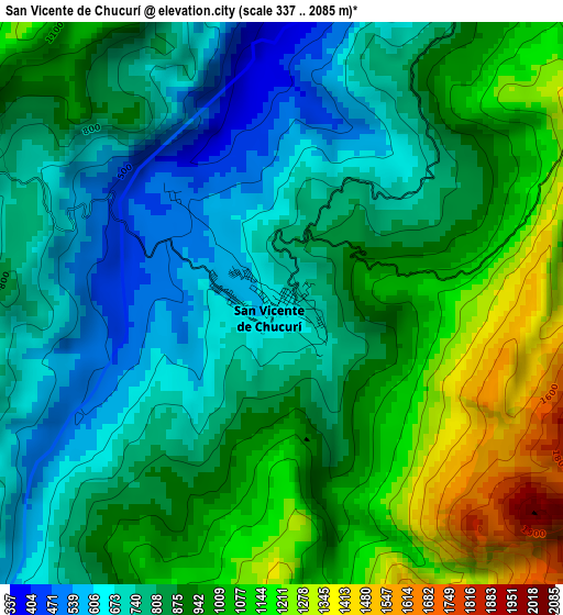 San Vicente de Chucurí elevation map