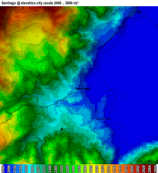 Santiago elevation map