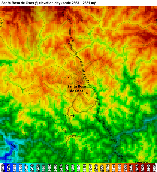 Santa Rosa de Osos elevation map