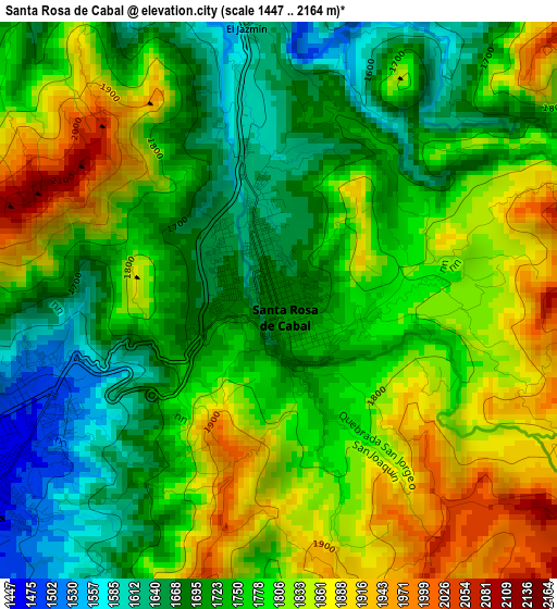 Santa Rosa de Cabal elevation map