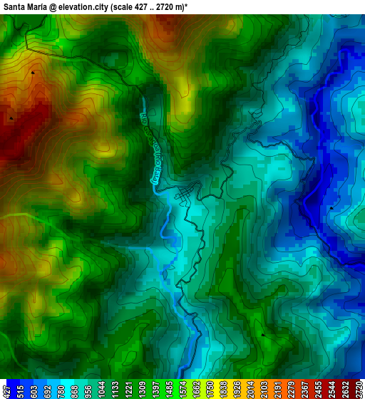 Santa María elevation map