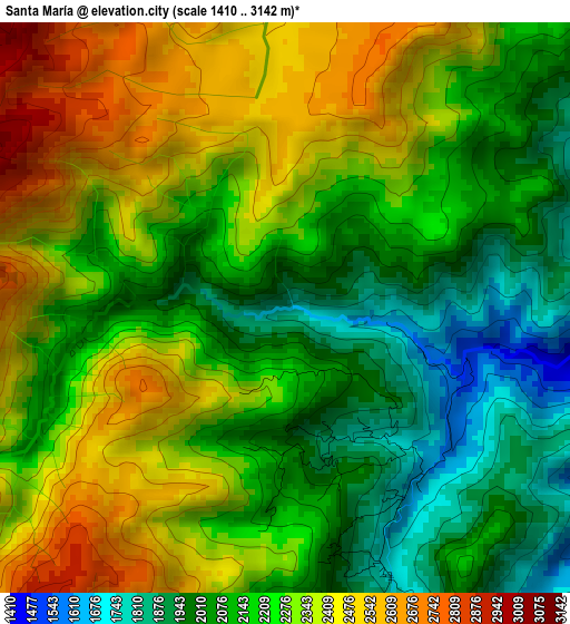 Santa María elevation map