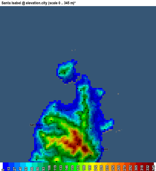 Santa Isabel elevation map