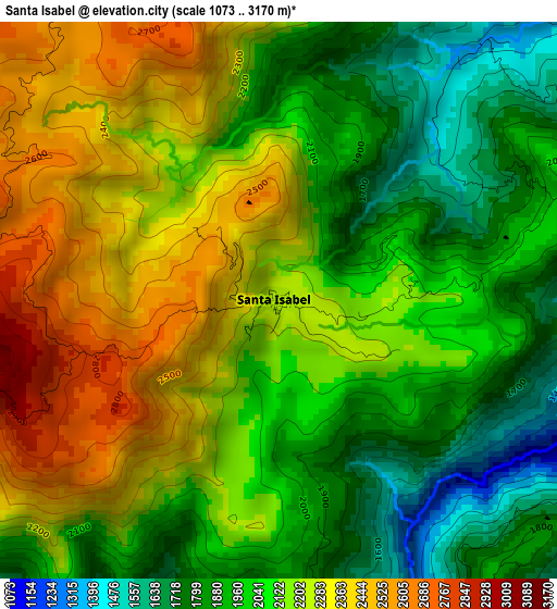 Santa Isabel elevation map