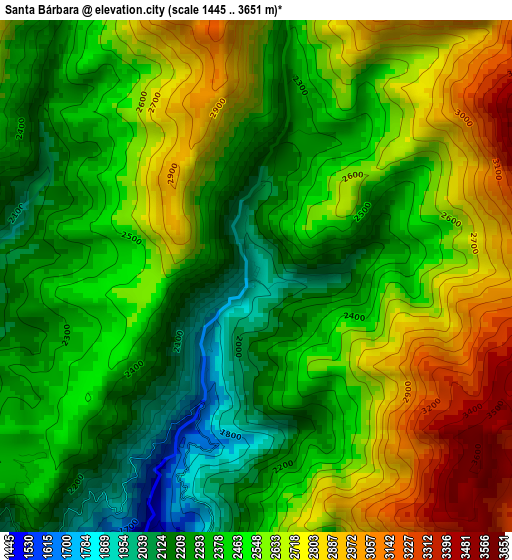 Santa Bárbara elevation map