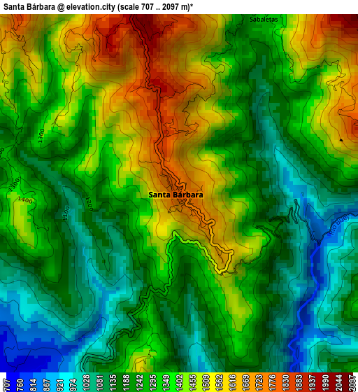 Santa Bárbara elevation map