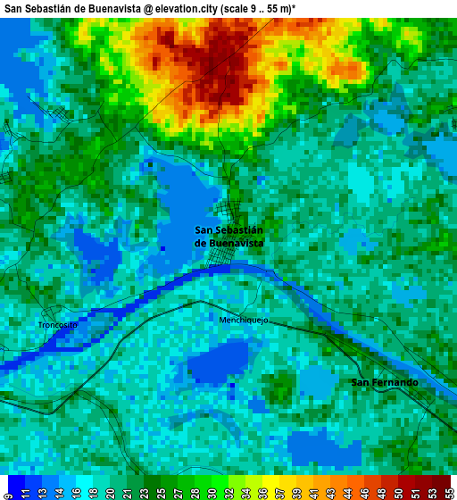 San Sebastián de Buenavista elevation map