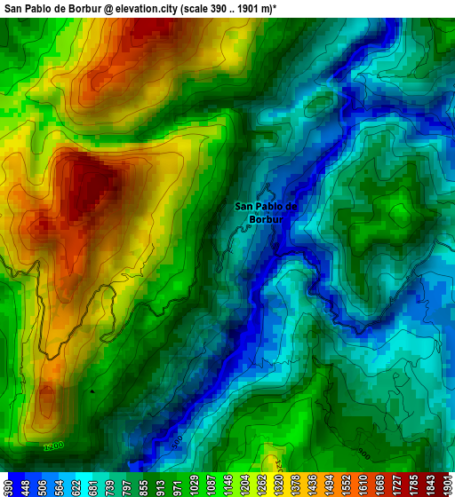 San Pablo de Borbur elevation map