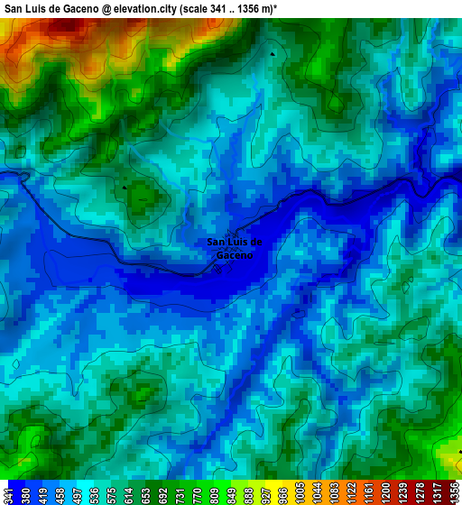 San Luis de Gaceno elevation map