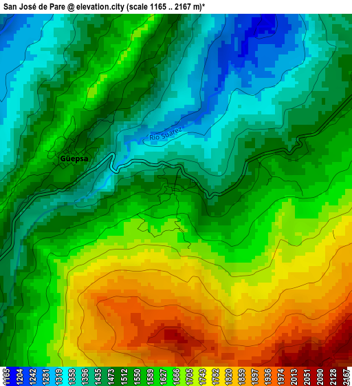 San José de Pare elevation map